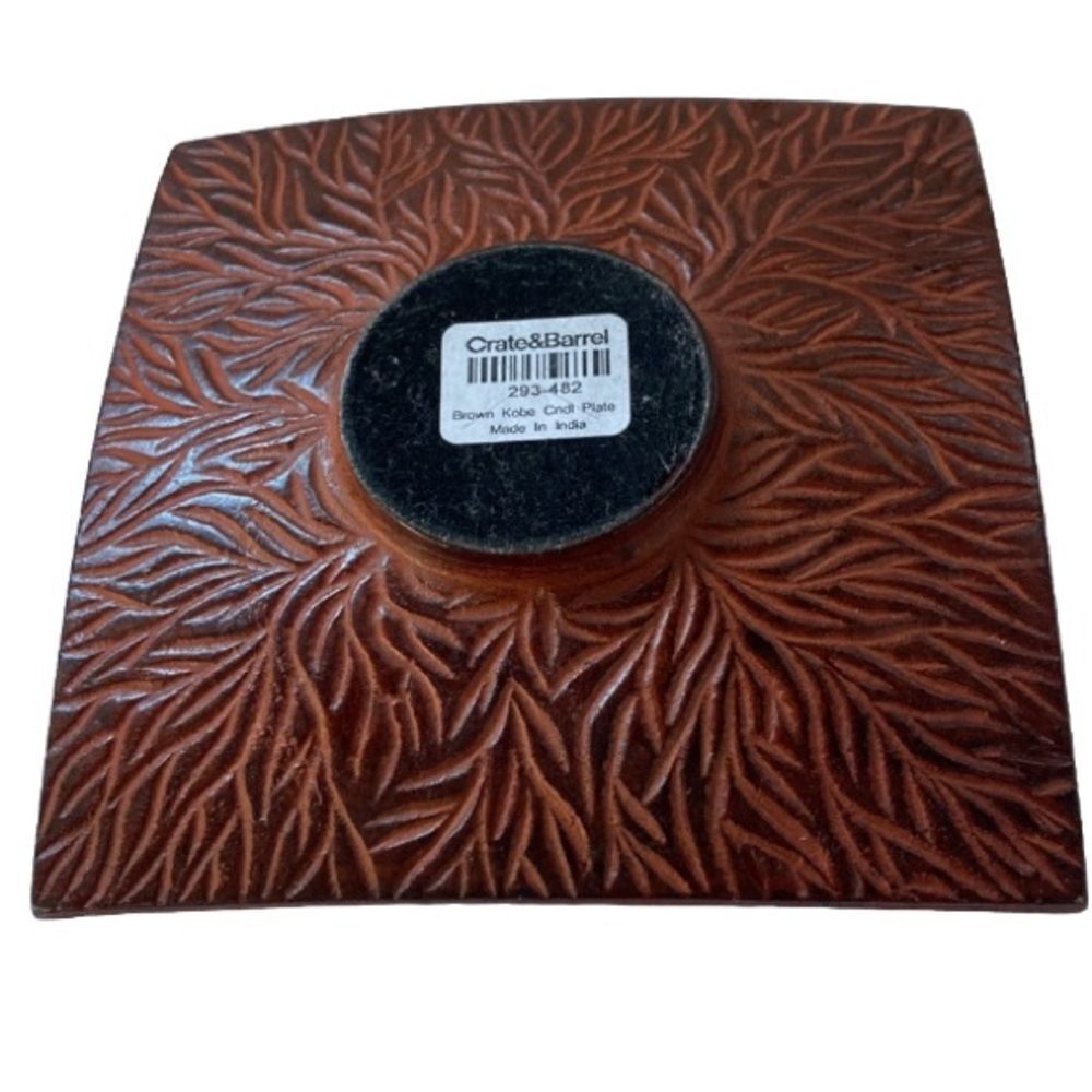 CRATE and BARREL Candle Plate KOBE Brown Metal 4.75 inch Square